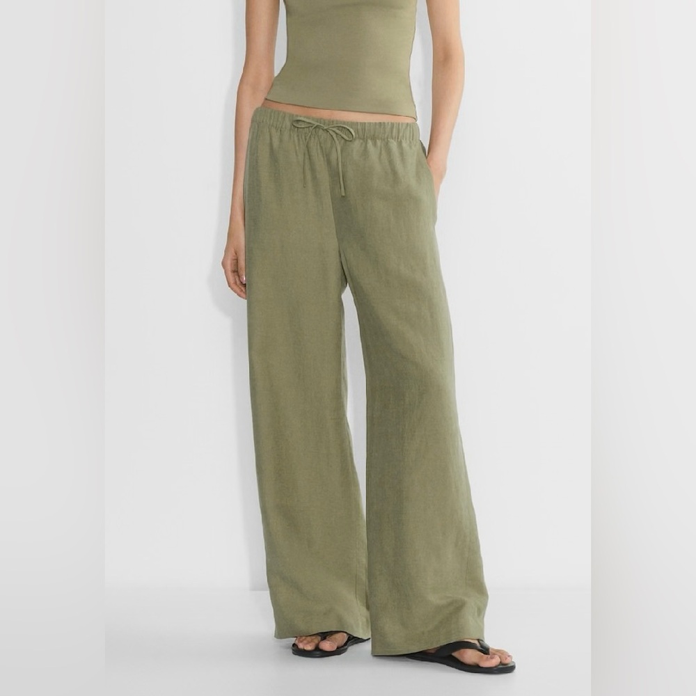 WORN ONCE - Aritzia Wilfred Linen LODGE Pant - Colour Sundried Olive - Size S